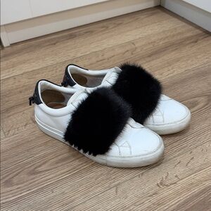 Givenchy White Sneakers with Black Fur Accents